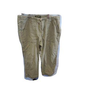 Eddie Bauer Size 10 Hiking Pants Utility Cargo Outdoors 100% Cotton Green Tan